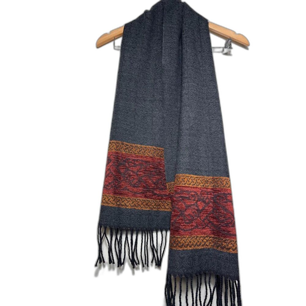 Aran Sweater Market Ireland Scarf OS Gray Irish Gold Copper Red Travel Winter